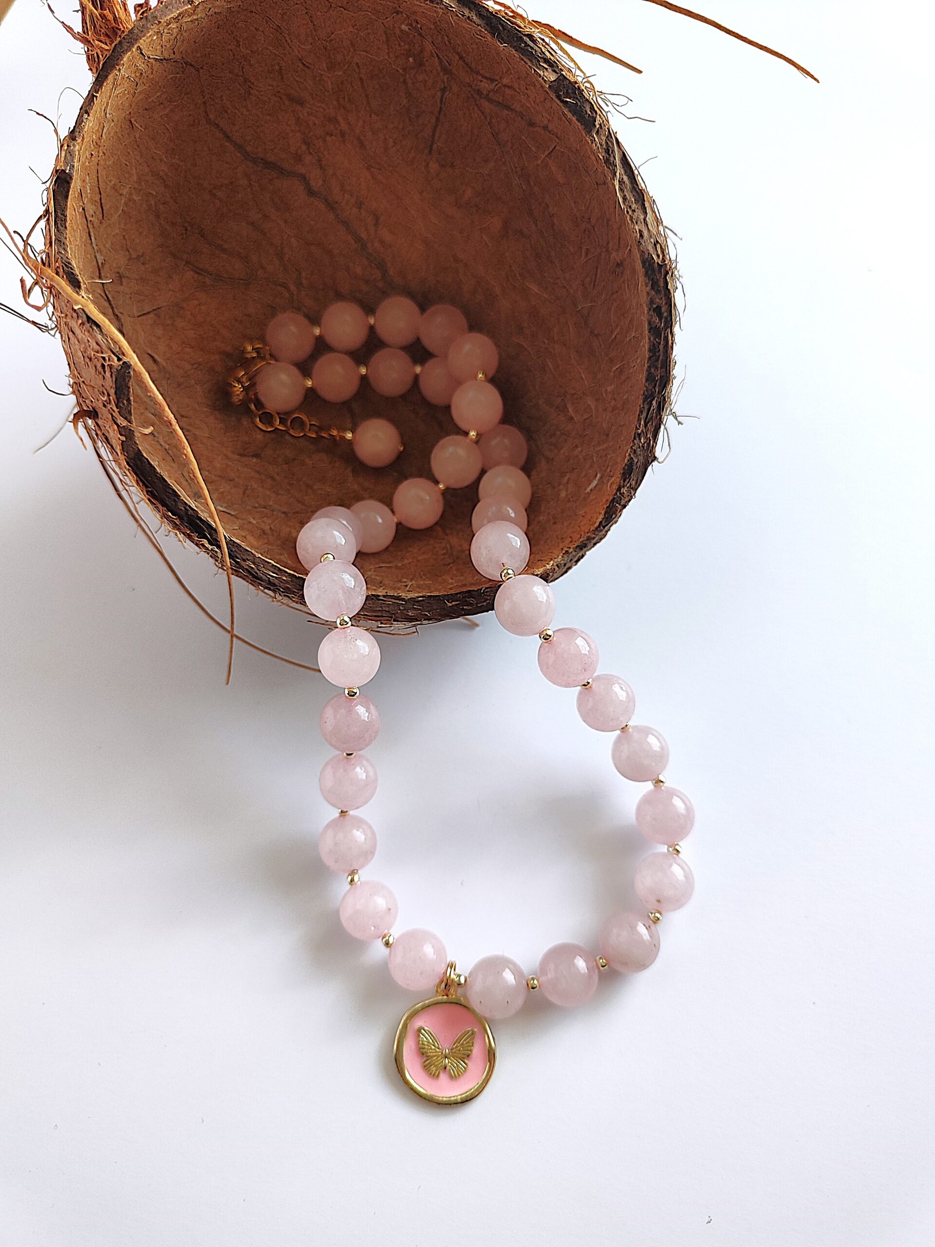 Rožinio kvarco vėrinys