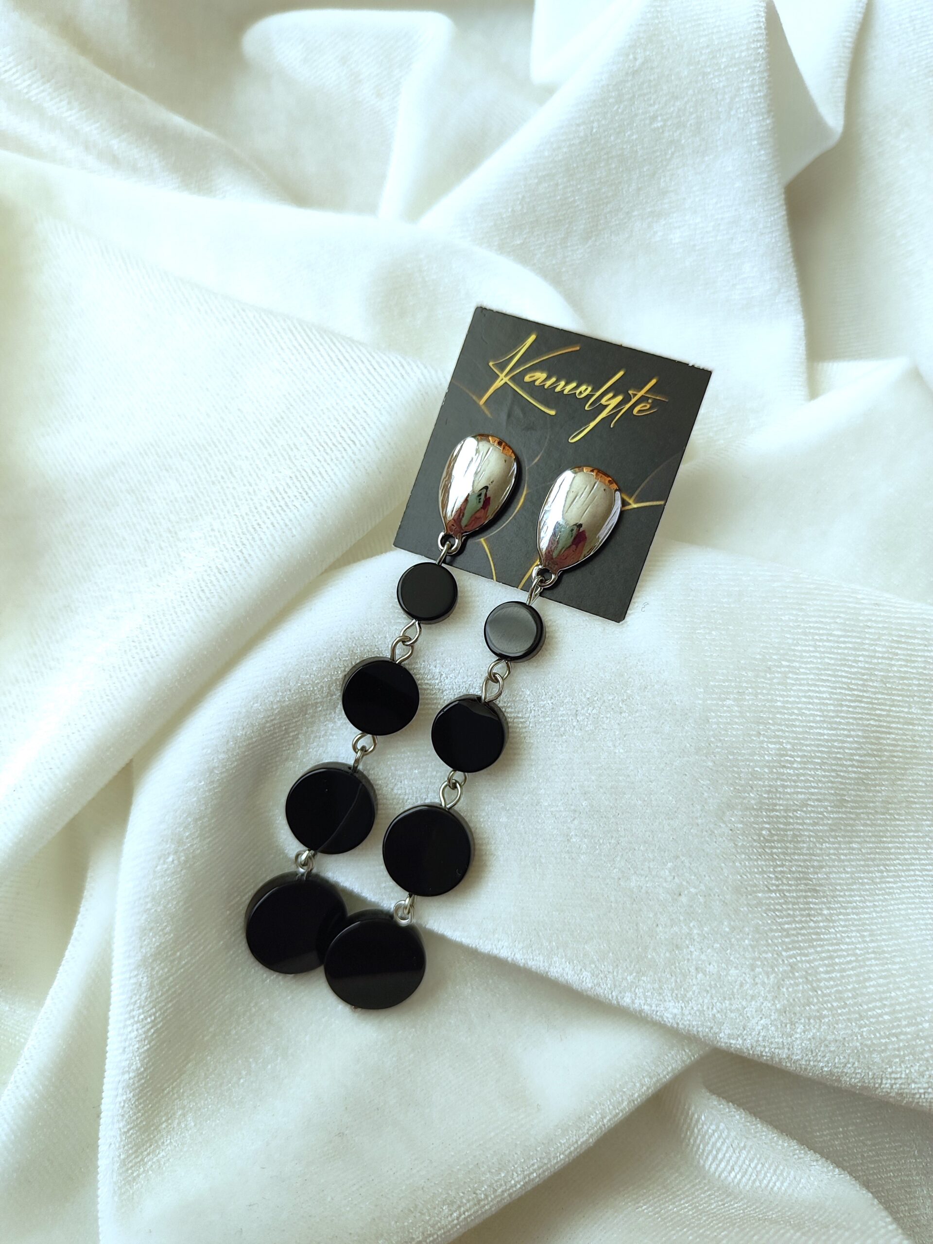 Natūralaus onikso ilgi auskarai