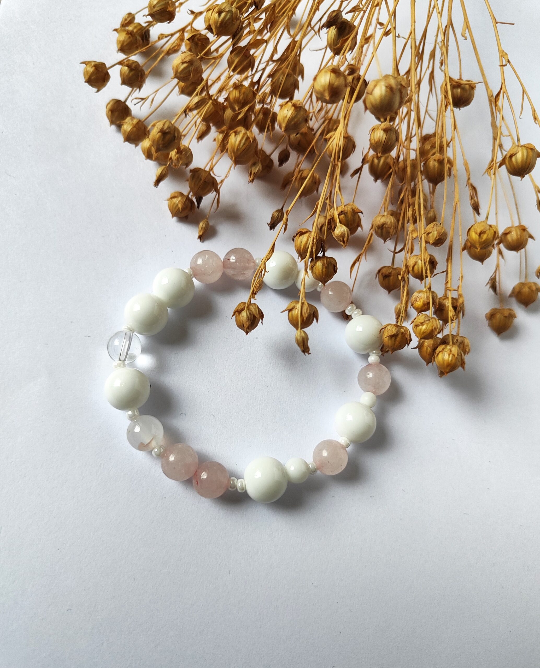 Onikso ir rožinio kvarco apyrankė