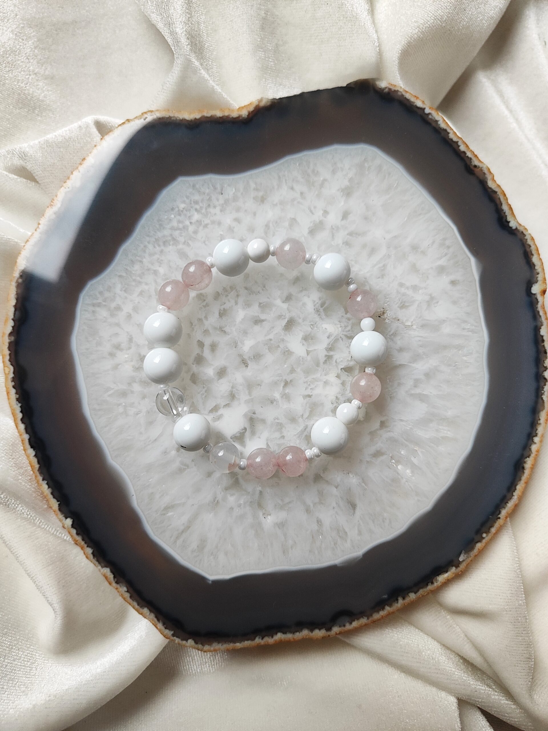 Onikso ir rožinio kvarco apyrankė