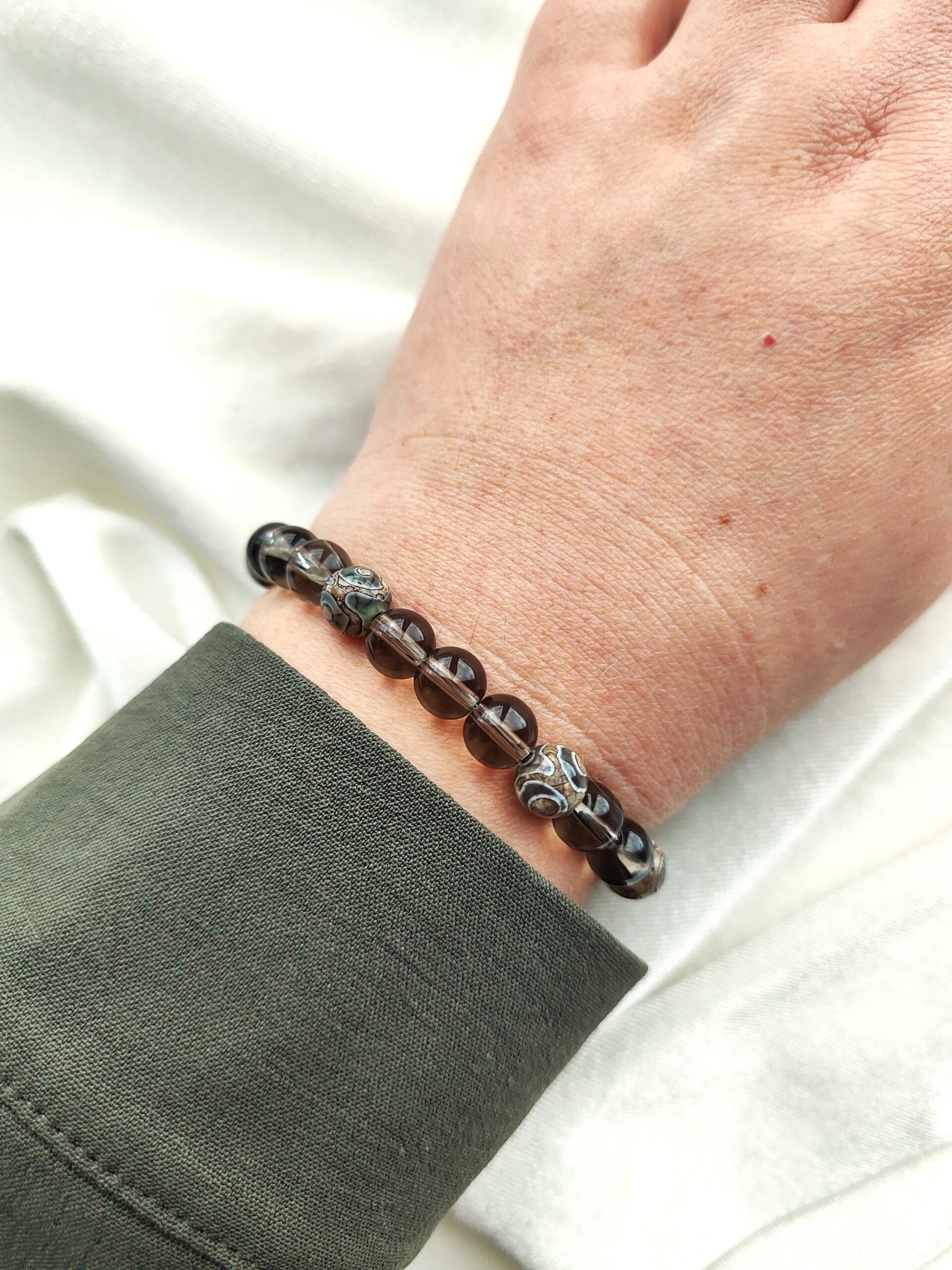 Dūminio kvarco ir agato apyrankė