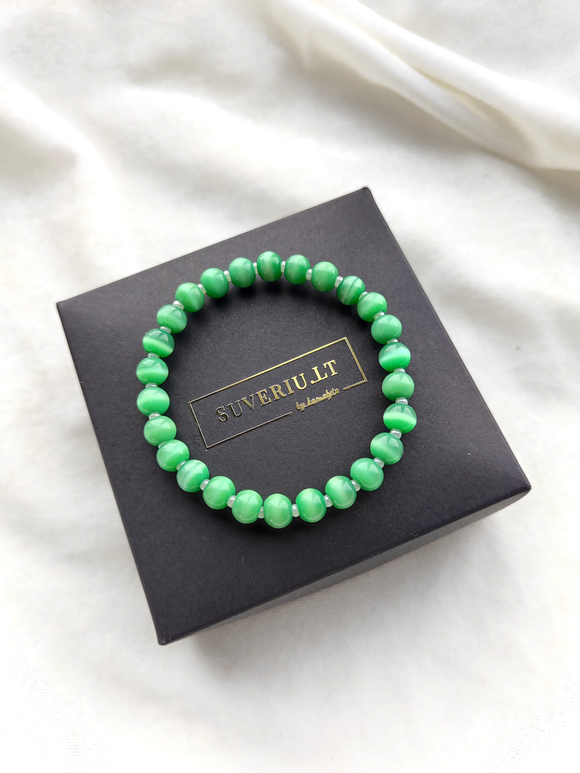 Žalios spalvos katės akies apyrankė