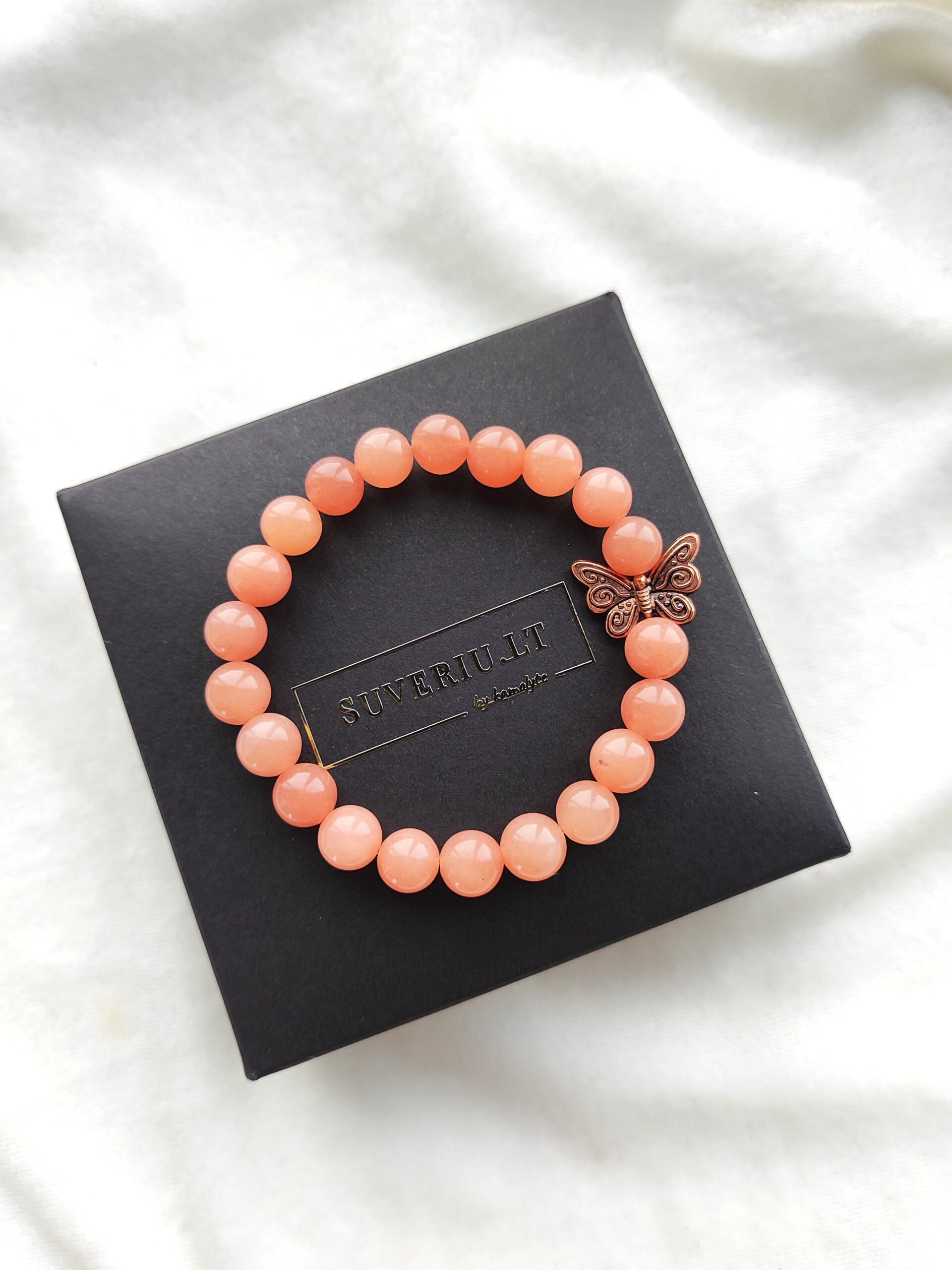 Žadeito apyrankė su drugelio intarpu